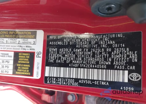 2014 Toyota Camry Le z USA, uszkodzony, nr VIN 4T4BF1FK2ER440566